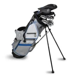 Left Hand TS5-66 10 Club Stand Set Graphite, Silver/White/Blue Bag